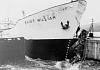 The Saint William in collision with the Victoria Lock gates, 1968.  Newry & Mourne Museum Collection