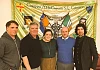 Cllr Darren McNally, Cathal Boylan MLA, Br&oacute;na Haughey, Liam O'Manachain and Cllr Garath Keating pictured in front of the Caraher/McCreesh Sinn F&eacute;in Cumann banner
