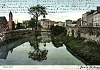 Postcard titled ‘Trevor Hill, Newry, Co. Down’, looking along the Clanrye River towards the Courthouse and Riverside Reformed Presbyterian Church. The postcard has a Newry postmark, the address in French is Lausanne, Switzerland. Newry & Mourne Museum Collection