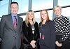 Pictured at the launch of the Irish News Workplace & Employment Awards 2015 are John Brolly, Irish News marketing Manager, Judith Owens Deputy CEO Titanic Belfast, Laura Cowan, Head of Business Sales Titanic Belfast & President of Newry Chamber of Commerce and Trade, Deborah Loughran. Photograph: Cliff Donaldson