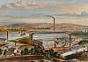Lithograph, which is on display on Newry and Mourne Museum, showing Bessbrook Mill in the 19th century. The Mill was one of the largest employers in the Newry area. Newry and Mourne Museum Collection