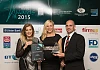 Pictured at the award ceremony were from left: Karen McKee, Deborah Loughran, President of Newry Chamber of Commerce & Trade and Ronnie McKee. Photograph: Peter Clarke