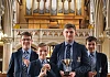 St Colman's Grammar School pupils who competed in the Newry Musical Feis Organ Solo (Open) Competition at St Catherine's Dominican, Newry. Pictured from left are Harry McMahon, Daire Downey, junior section winner; Eoin Cassidy, Intermediate section winner and Terry Rafferty. Photograph: Columba O'Hare/ Newry.ie 