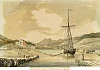 The Collector’s House and Canal near Newry c1787 by John Nixon (c.1750-1818). The image shows the pathway for the original sea lock on the left as well as the newer ship Canal on the right.  © Armagh County Museum Collection ARMCM 99 1990. 