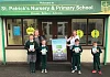 “Street Smart, Road Safe” Booklet launched by Road Safe NI at St.Patrick’s Nursery and Primary School, the Meadow, Newry.  Pictured are Road Safe Ni’s Rita Bentley, Vice Principal Miss Rooney and pupils Lisa-Marie, Stella, Leo and Reuben