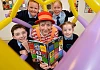 Making maths count during this year’s Maths Week Ireland festival are Windsor Hill Primary School, Newry P5 pupils Emily, Tilly (back) Zak and Ellen with Bubblz the Maths Clown (Caroline Ainslie). 