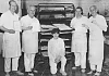 Over the years employees of McCann’s Bakery won various prizes in the annual Northern Ireland Bakery Competition and in other competitions for their work. The workers pictured here were prize winners in 1970. Left to right: Peter Devine, Foreman, Mickey B. Keenan, Christopher McDonald, Pat McMahon and Tommy Keenan.  Newry and Mourne Museum Collection