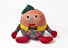 Handmade nursery rhyme character, Humpty Dumpty, made from various pieces of colourful fabric as a gift in the 1950s. Newry and Mourne Museum Collection