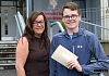 Shea O'Doherty, Newry gets his GCSE results at St Joseph's Boys High School along with mum Adele. Photograph: Columba O'Hare/ Newry.ie 