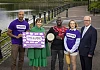 Pictured at the launch of Good Relations Week 2026 are Bernadette Hagans, campaigner and disability advocate; Ibe Sesay, radio presenter and DJ; Aroma Kennedy, originally from Uganda, performing with his African drum; Moira Doherty, Permanent Secretary of The Executive Office; and Martin McDonald MBE, Chair of the Community Relations Council.