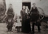 Blacksmith John Clarke and his wife Elizabeth with their children Sarah and David John and a trainee at the Eleven Lane Ends Forge.