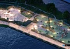 A nighttime scene of the Urban sports and play park.