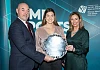 Special guest Bruce Grobbelaar presents the Senior Sportsperson of the Year 2019 award to Kate O’Connor, Irish National Team Athletics/Heptathlon. Included is awards host Claire McCollum.