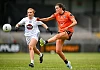  Aimee Mackin of Armagh in action against Ciara Moran of Kildare during the LGFA TG4 All-Ireland Senior Championship quarter-final match between Armagh and Kildare at BOX-IT Athletic Grounds in Armagh. Photo by Shauna Clinton/Sportsfile