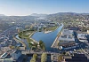 An artists impression of the proposed Newry City Park at the Albert Basin site.