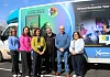 Staff from St Paul's High School Bessbrook take part in the Autism Reality Experience simulator. From left: Alannah Brennan, NMDDC Inequalities Officer, Aoife McComiskey, Slieve Gullion DEA Coordinator, Marian McMahon, Specialist Provision Lead at St Paul’s High, John Sanders Training 2 Core, Councillor Declan Murphy and Maria Wilson, Senior Leader Special Needs and Inclusion at St Paul's High School.