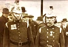 James Heather (on the right), Honorary Captain of Newry Fire Brigade, leaving Buckingham Palace on 4th March 1930, after receiving the Kings Police Medal from HM King George V, for '39 years of Exemplary service distinguished by Special merit and Ability'.