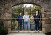 Following a £1.3 million transformation, Newry, Mourne and Down District Council Chairperson, Cllr Philip Campbell; The National Lottery Heritage Fund Investment Manager, Frances McNally; Head Gardener, Alwyn Sinnamon (left) and Forest Service Chief Executive Officer, John Joe O’Boyle officially reopen the historic Annesley Walled Garden at its restored wrought-iron Butterfly Gates.