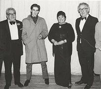 Photograph of the Newry Drama Festival Committee with adjudicator Anna Manahan and guest John Lynch, 1985. Newry and Mourne Museum Collection.