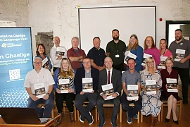 Newry, Mourne and Down District Council has launched a new Irish language training resource and associated online materials to support local government officers who wish to learn Irish and use it in their day-to-day work. Staff and councillors were joined at the launch by Irish Language Commissioner, Dr Pól Deeds (front centre) and NMDDC Corporate Services Director Aileen Jones (front right).