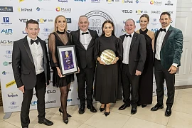 Helen Meehan (centre) manager of Fiveways Newry is pictured with (from left) Dominic O’Hare, Olivia Meehan, Declan Byrne, Noel Loughran, Yvonne Carr and Matt Mclean, Symbols Manager at category sponsor, BAT UK