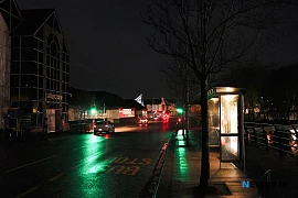 A dark Buttercrane Quay at Christmas 2024. Photograph: Columba O'Hare/ Newry.ie 