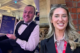 Southern Regional College (SRC) Hospitality Management degree student Danielle Grant from Hilltown and part-time lecturer Jamie Maxwell who were honoured at the recent Institute of Hospitality Awards for Professionalism.