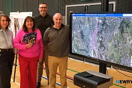 Pictured at the greenway early engagement event are from left: Siobhan McDermott, Julie Pirone and Declan Diamond, Jacobs and Michael O'Kane, DfI