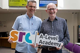 Mark Murphy, right, from Warrenpoint who studied A-Level History at SRC and is now considering progressing onto Higher Education to study a History or Art Degree. Murphy is pictured with Henry McCloy, SRC  Curriculum Area Manager 