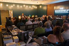A comedy night in full flow at The Bookshelf. Photograph: Columba O'Hare/ Newry.ie 