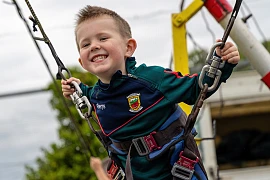 Reaching new heights and loving every bounce on the trampolines at the Three Ways Community Festival Funday!