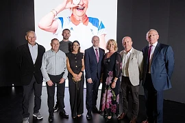 Forkhill's Rosie Tennyson (fourth left) at the launch of the Ulster Sports Legacy at Studio Ulster in Belfast with some fellow Ambassadors and Communities Minister, Gordon Lyons