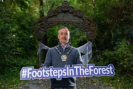 Councillor Philip Campbell, Chairperson, Newry, Mourne and Down District Council gets ready for Footsteps in the Forest