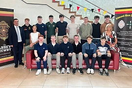 Abbey Christian Brothers Grammar School students who achieved 3As or more pictured with Principal Mrs Savage 