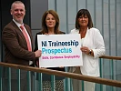Pictured from left are: Gary Ritche, Deputy Principal Curriculum, South Eastern Regional College; Janis Scallon, Director of Further Education with the Department for the Economy; Tanya Heslip, FE Development and Quality Manager, Belfast Metropolitan College and FE Sector Traineeship Development Lead. 