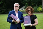 Professor Sean O’Connell and Professor Leanne McCormick with copies of the Truth Recovery Independent Panel’s final report. (Credit: Press Eye)