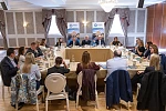 The Secretary of State for NI, The Rt Hon Hilary Benn MP with members of the Newry Chamber Board of Directors at a roundtable discussion hosted by the Chamber in the Canal Court Hotel, Newry.