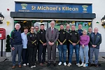 GAA President, Jarlath Burns and Chairman of the Armagh County Board, Sean McAlinden pictured with members of St Michael's GAC Killean Committee during their visit to the club. Photograph: Columba O'Hare/ Newry.ie 