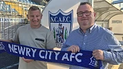 Newry City AFC first team manager Stuart King pictured with Chairman Gary Wilson.