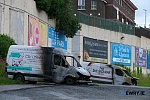 The Shelbourne Bakery vans that were completely destroyed in an overnight arson attack. Photograph: Columba O'Hare/ Newry.ie 