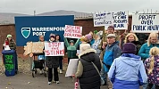 Environmental campaigners at Warrenpoint Harbour. 