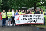 The Haldane Fisher strikers outside the Carnbane premises. Photograph: Columba O'Hare/ Newry.ie 
