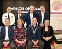 Newry, Mourne and Down District Council Chairperson, Councillor Philip Campbell (front, second right) at the premiere of new film with back row (from left) PSNI Deputy Chief Constable Ryan Henderson, Newry and Armagh MP Daire Hughes, Gavin Booth and Ciaran Mackin (Davina’s Ark Board members). Front row: Former  GAA footballer Oisín McConville, Martina Flynn (Newry, Mourne and Down District Council Head of Engagement) and Davina’s Ark Chief Executive Officer Rosemary Rooney.