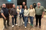 Quiz master Colin Moffett (left) and Newry Show chairman, Brian Lockhart (right) congratulate the members of the winning team at Newry Show's annual quiz night: Jeremy Greer, Newry; Rachel Greer; three-year-old Albert Greer; Richard McGivern, Jerrettspass; Sarah McGivern and Lynsey Poots, Donaghcloney