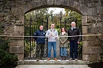 Following a £1.3 million transformation, Newry, Mourne and Down District Council Chairperson, Cllr Philip Campbell; The National Lottery Heritage Fund Investment Manager, Frances McNally; Head Gardener, Alwyn Sinnamon (left) and Forest Service Chief Executive Officer, John Joe O’Boyle officially reopen the historic Annesley Walled Garden at its restored wrought-iron Butterfly Gates.