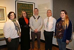 At the opening of the new Newry and Mourne Museum exhibition ‘Categorically Celtic’ with Newry, Mourne and Down District Council Chairperson, Councillor Philip Campbell (centre) are (from left) Joanne Cummins Art Collection Officer, Curator Shán Anena, Education Officer Declan Carroll and Daria Ni Fhaoláin (Newry, Mourne and Down District Council Irish Language Unit).