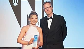 Made in NI Apprentice of the Year Aoife Rooney.  Aoife was presented with her award by Philip Cunliffe, Business Editor for Insider Media.  Aoife is presently undertaking her Business HND as a Higher Level Apprentice and is employed by Collins Aerospace.