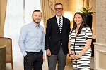 Paul Vallely and Clare Walsh of Kukoon with Rob Heron Partner Lead for EY Entrepreneur Of The Year in NI. Photograph: Naoishe Culhane