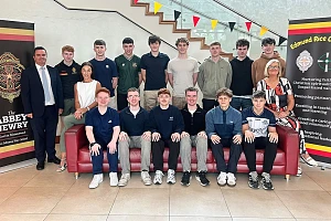 Abbey Christian Brothers Grammar School students who achieved 3As or more pictured with Principal Mrs Savage 