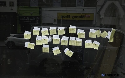 Parking tickets stuck on a windscreen. Photograph: Columba O'Hare/ Newry.ie 